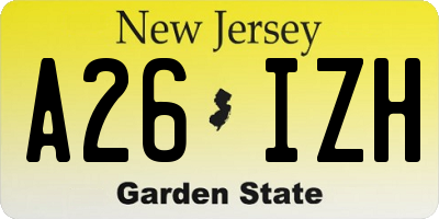 NJ license plate A26IZH