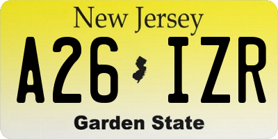 NJ license plate A26IZR