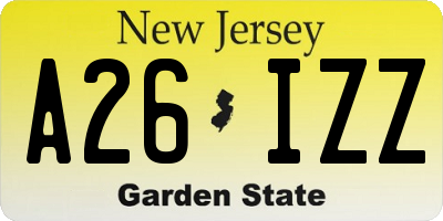 NJ license plate A26IZZ
