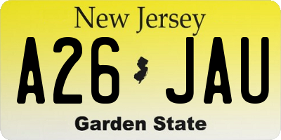 NJ license plate A26JAU
