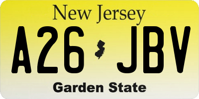 NJ license plate A26JBV