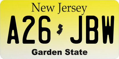 NJ license plate A26JBW