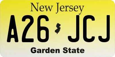 NJ license plate A26JCJ