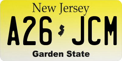 NJ license plate A26JCM