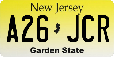 NJ license plate A26JCR