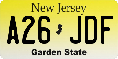 NJ license plate A26JDF