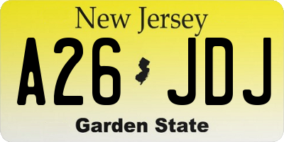 NJ license plate A26JDJ