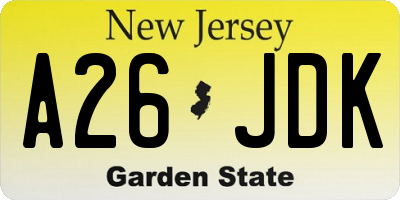 NJ license plate A26JDK