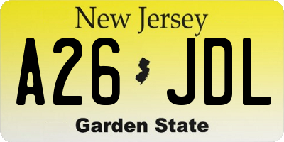 NJ license plate A26JDL