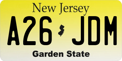NJ license plate A26JDM