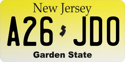 NJ license plate A26JDO