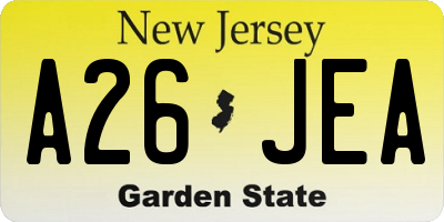 NJ license plate A26JEA