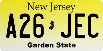 NJ license plate A26JEC