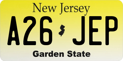 NJ license plate A26JEP