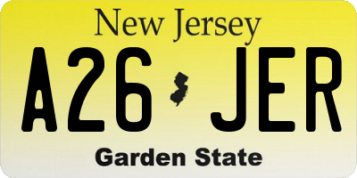 NJ license plate A26JER