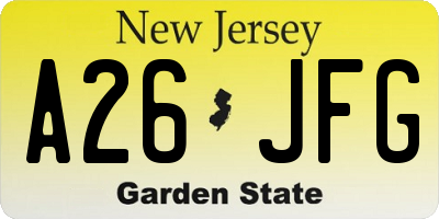 NJ license plate A26JFG