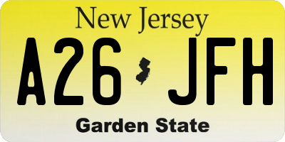 NJ license plate A26JFH