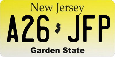 NJ license plate A26JFP