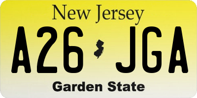 NJ license plate A26JGA