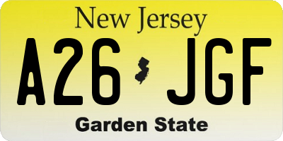 NJ license plate A26JGF