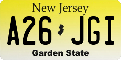 NJ license plate A26JGI