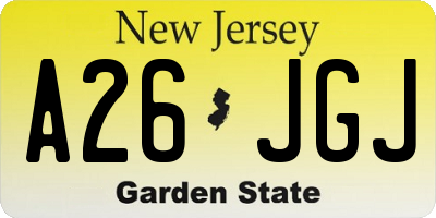 NJ license plate A26JGJ