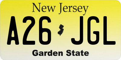 NJ license plate A26JGL