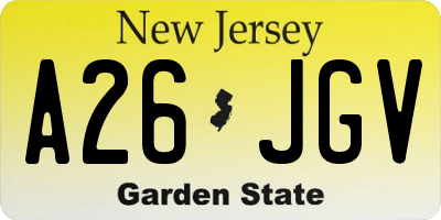 NJ license plate A26JGV