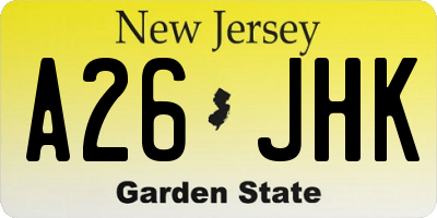 NJ license plate A26JHK