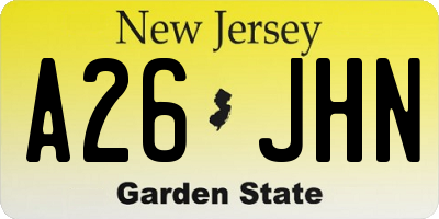 NJ license plate A26JHN