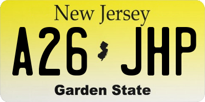 NJ license plate A26JHP