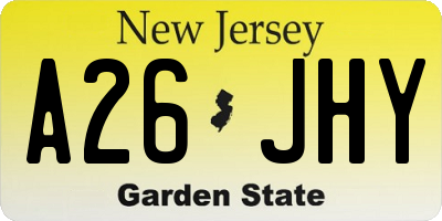 NJ license plate A26JHY