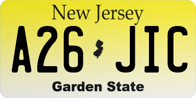 NJ license plate A26JIC