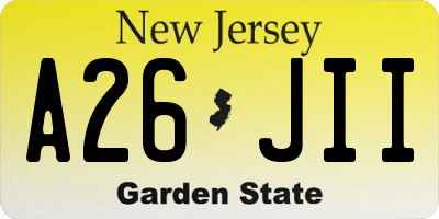 NJ license plate A26JII