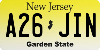 NJ license plate A26JIN