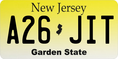 NJ license plate A26JIT