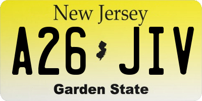 NJ license plate A26JIV