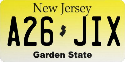 NJ license plate A26JIX
