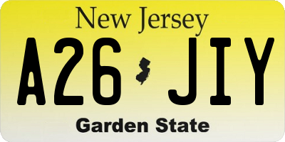 NJ license plate A26JIY