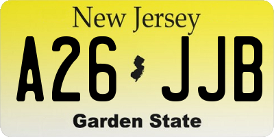 NJ license plate A26JJB