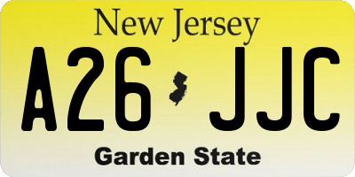 NJ license plate A26JJC