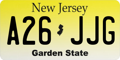 NJ license plate A26JJG