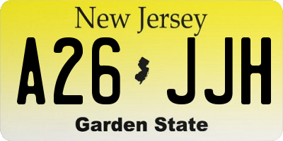 NJ license plate A26JJH