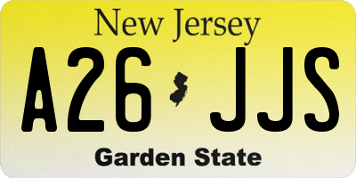 NJ license plate A26JJS