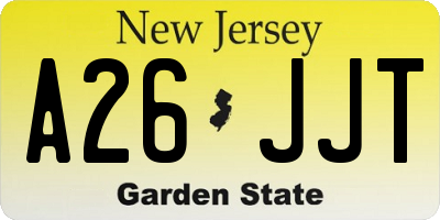 NJ license plate A26JJT