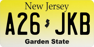 NJ license plate A26JKB