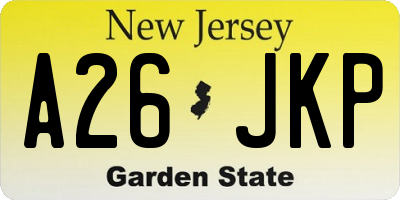 NJ license plate A26JKP