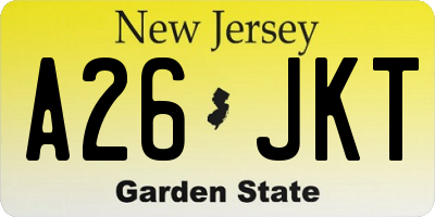 NJ license plate A26JKT