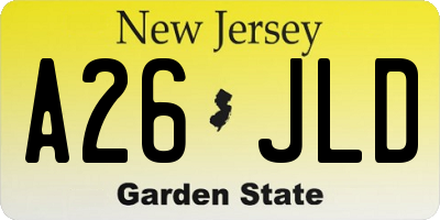 NJ license plate A26JLD
