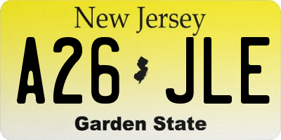 NJ license plate A26JLE